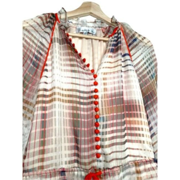 Anthropologie Adelyn Rae Grid Graphic Romper Ruffle Lined Size Small - Picture 6 of 12